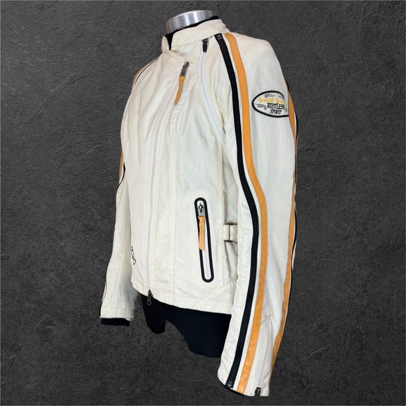 Harley Davidson Motorcycle Jacket Cream with Liner Biker Women's size Small - Picture 3 of 12